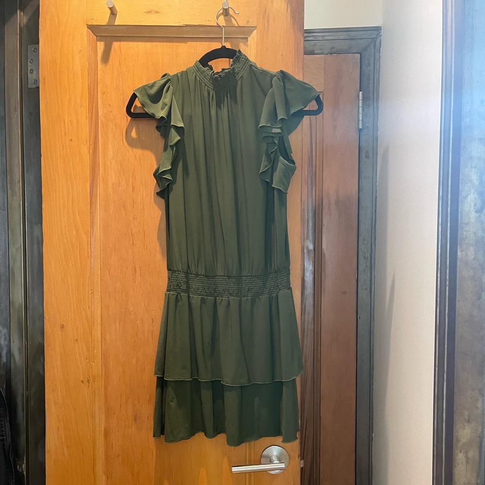 1.STATE Mock Neck Flutter Sleeve Mini Dress in Navy Women’s Size Small